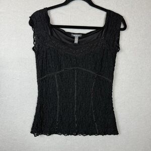 Apt 9 Black Lace Corset Style Babydoll Top M Whimsigoth Gothic Boho Romantic Y2K